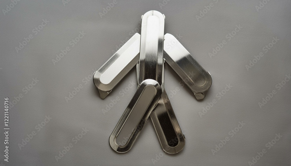 Naklejka premium 불투명한 금속 판들이 겹쳐져 인간 형상을 형성하는 장면