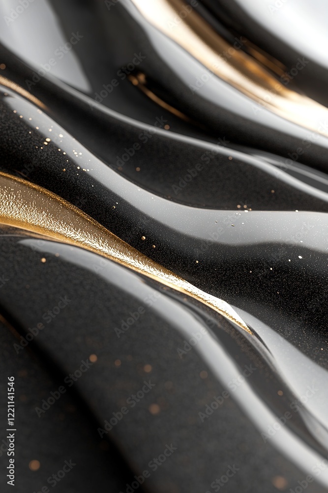 A composition showcases flowing metallic textures featuring delicate vein patterns glowing in gold and silver. The backdrop is a deep gray gradient, providing ample space for branding A composition showcases flowing metallic textures featuring delicate vein patterns glowing in gold and silver. The backdrop is a deep gray gradient, providing ample space for branding