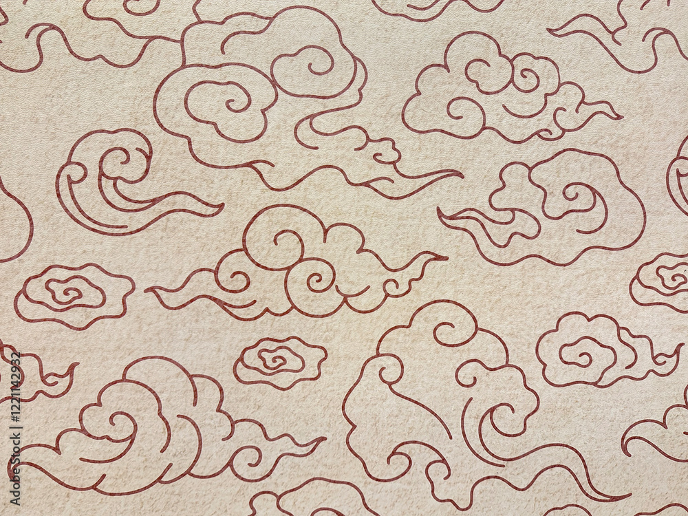 Close up of Chinese cloud illustration pattern on a beige background. Chinese clouds vector, commonly used for decoration. Suitable for wall paper, upholstery. Seamless texture Close up of Chinese cloud illustration pattern on a beige background. Chinese clouds vector, commonly used for decoration. Suitable for wall paper, upholstery. Seamless texture