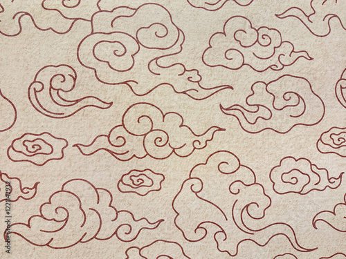 Photography Close up of Chinese cloud illustration pattern on a beige background