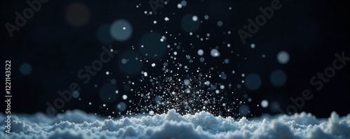 Wallpaper Mural Gentle snowfall with powdery particles in the air on a black background, falling, blur Torontodigital.ca