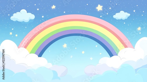 Pastel Rainbow Arcing Across a Starry Night Sky