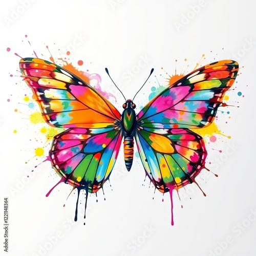 Watercolor Wings on White