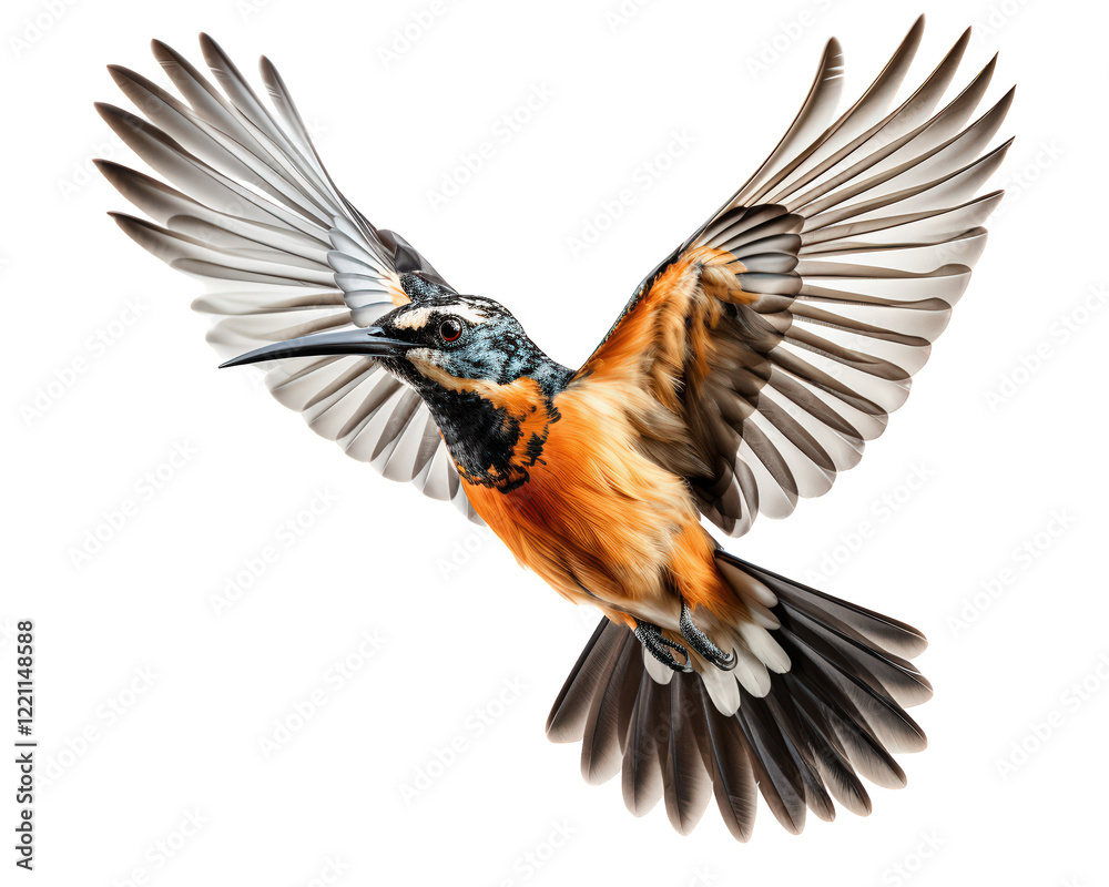 Fototapeta premium Flying Hoopoe Bird Isolated on Transparent Background for Wildlife and Nature Concepts