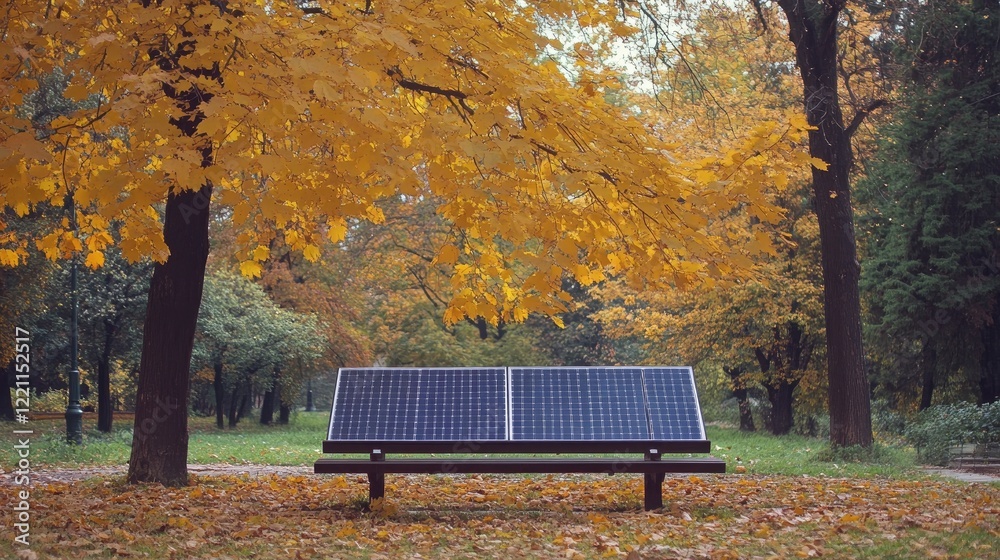 Autumn Park Bench With Solar Panels Integrated Autumn Park Bench With Solar Panels Integrated