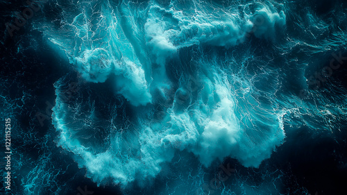 Powerful ocean waves crashing with vibrant turquoise and white foam