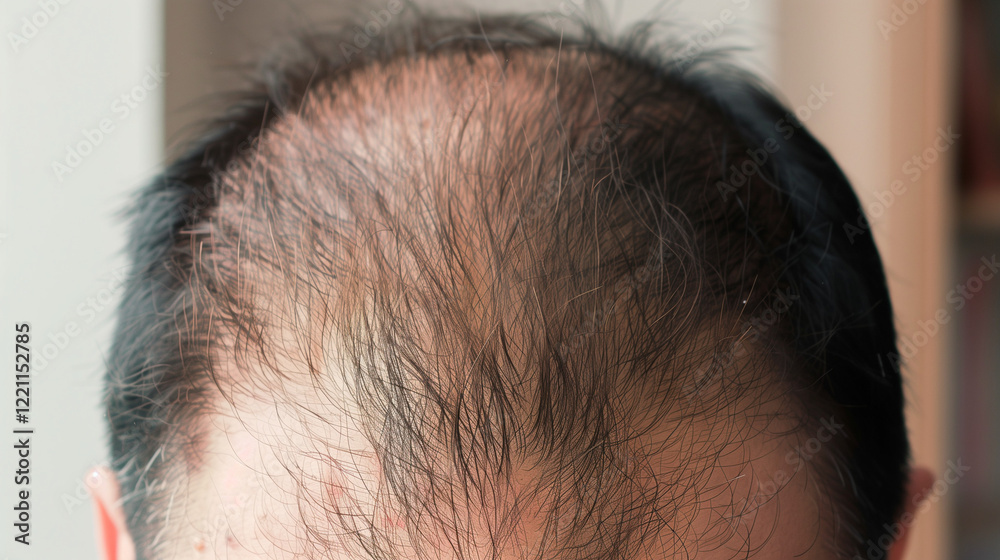 Obraz premium Close-up of man's thinning hair on scalp.