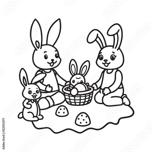 Easter coloring page, Line art, black and white image, Cozy easter coloring page, Coloring page, Easter basket stuffer photo