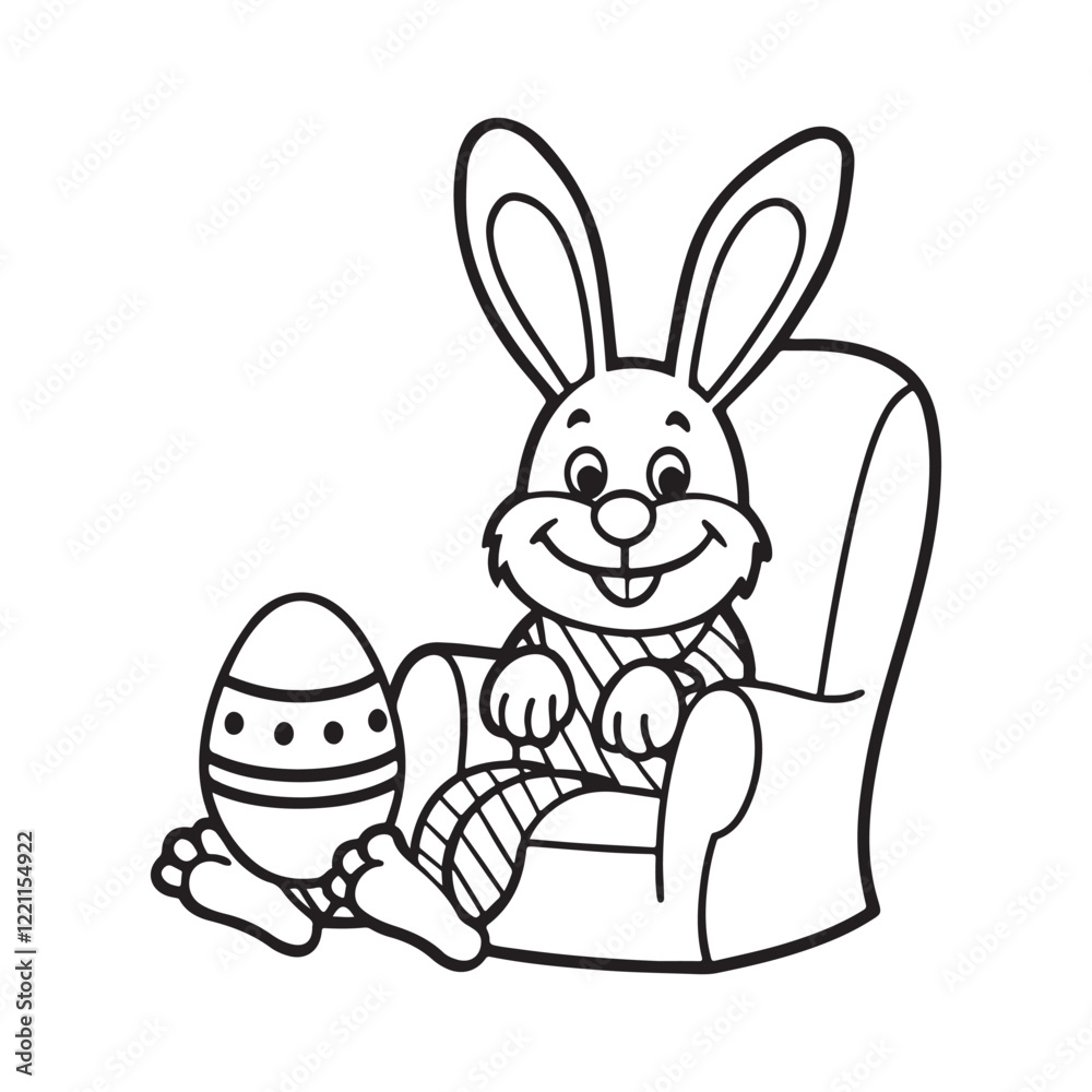 Obraz premium Easter coloring page, Line art, black and white image, Cozy easter coloring page, Coloring page, Easter basket stuffer