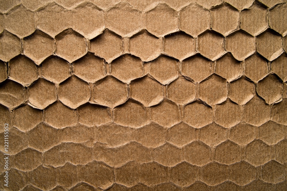 Close up of cardboard with a honeycomb pattern design Close up of cardboard with a honeycomb pattern design