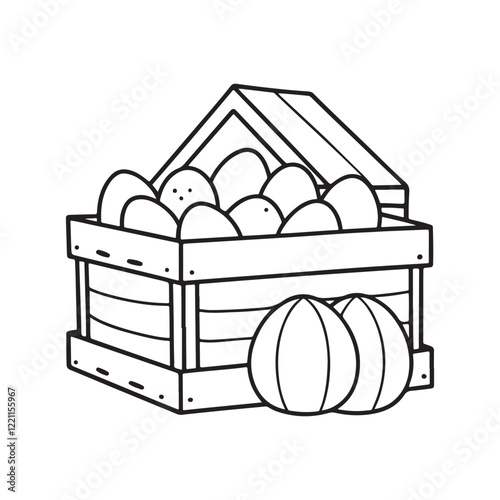 Easter coloring page, Line art, black and white image, Cozy easter coloring page, Coloring page, Easter basket stuffer