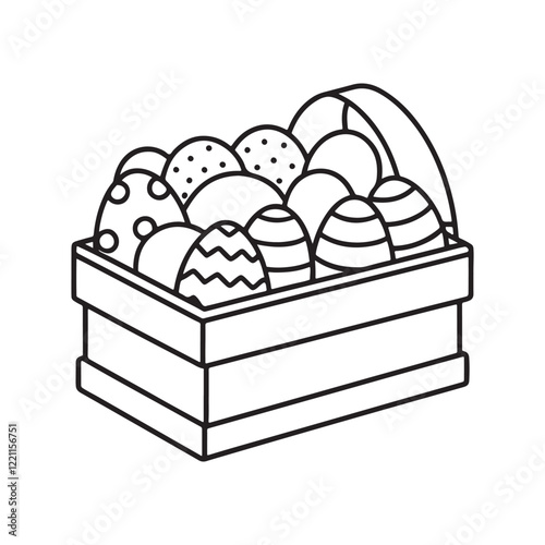 Easter coloring page, Line art, black and white image, Cozy easter coloring page, Coloring page, Easter basket stuffer