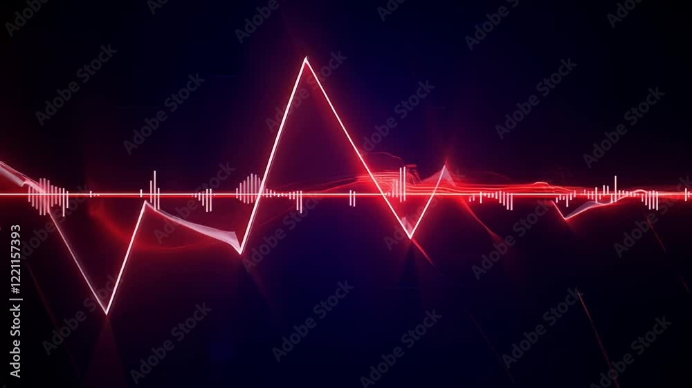 Red digital audio spectrum visualizer on dark background