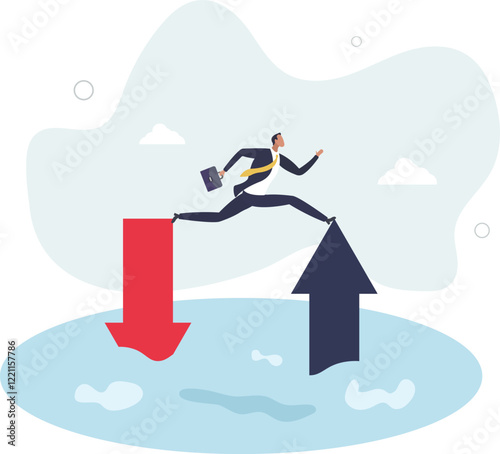 Financial plan, saving and investment or stock market rebound and economic recover concept.flat characters.