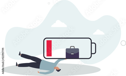 Fatigue exhausted office worker, burnout from overwork routine or run out of inspiration concept.flat characters.