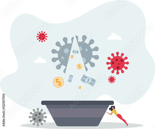 Business opportunity or bargain stock investment in Coronavirus COVID-19 crisis or economic recession concept.flat characters.