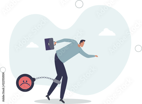 Stressed burden, anxiety or negative thinking, anger or emotional causing problem, mental health or depression, overworked or overwhelmed concept.flat characters.