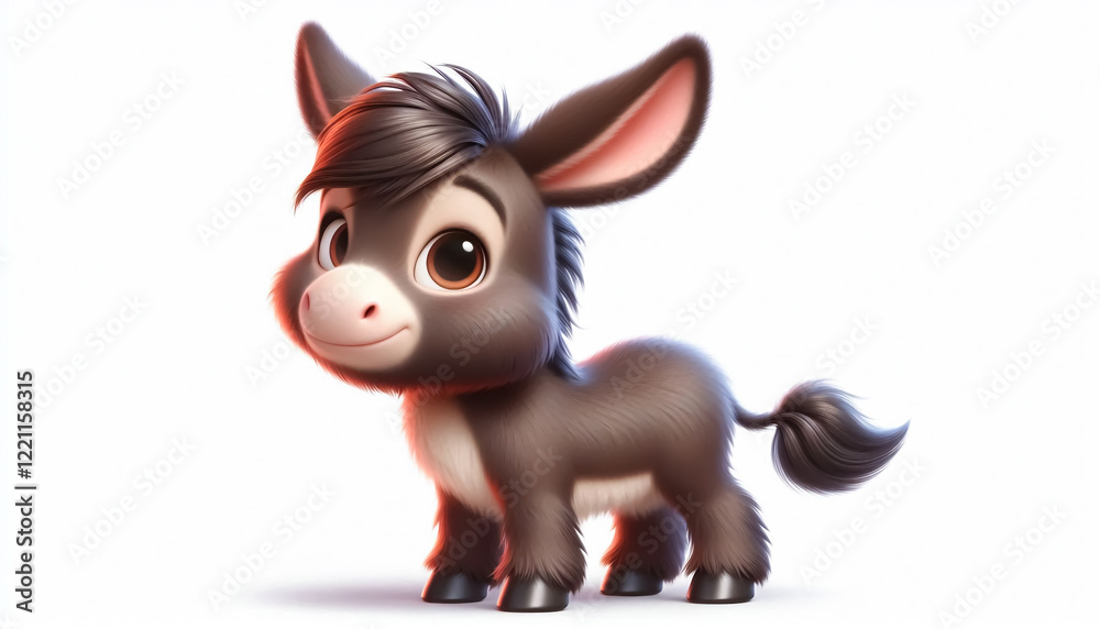 3D funny cute donkey cartoon on white background 3D funny cute donkey cartoon on white background