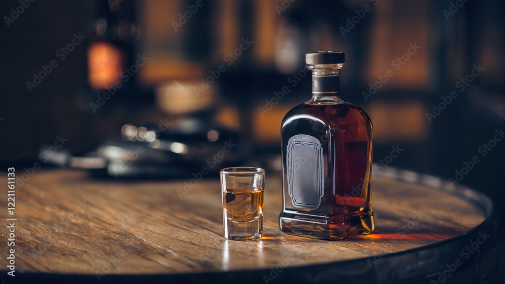 mock up of a bottle of whisky with label, ai mockup mock up of a bottle of whisky with label, ai mockup