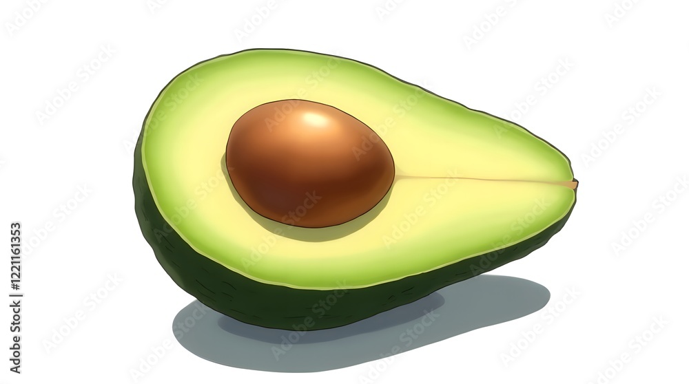 Fresh Avocado Half Illustration Healthy Food Image Fresh Avocado Half Illustration Healthy Food Image