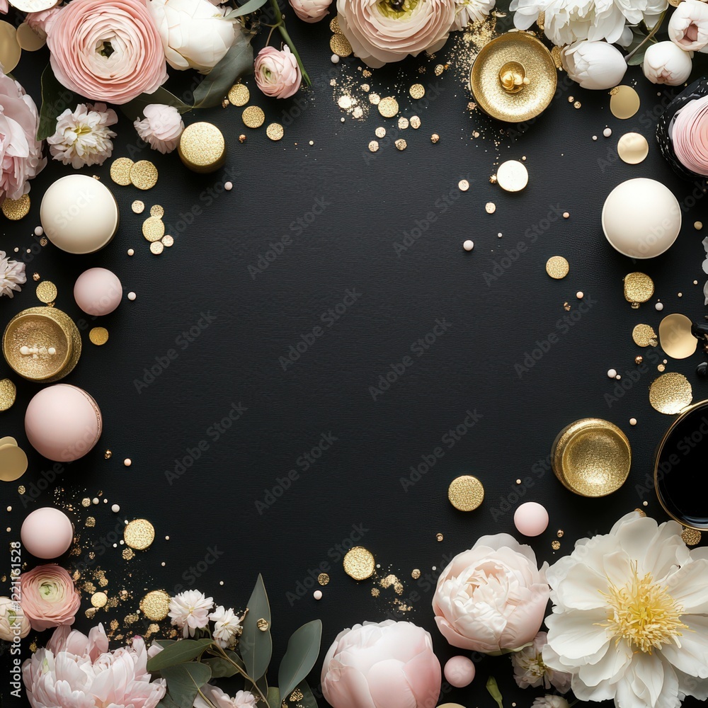 Fototapeta premium Elegant floral arrangement with gold accents and decor