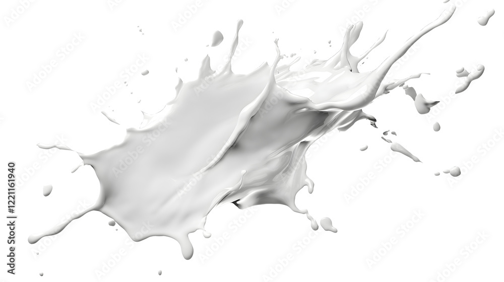 Obraz premium splash of white paint with dynamic flow isolated png transparent background