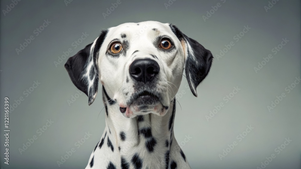 Dalmatian Dog Portrait Close-up Composition, Neutral Background, Curious Expression, pet photography, canine portrait Pet Photography, Dalmatian Dalmatian Dog Portrait Close-up Composition, Neutral Background, Curious Expression, pet photography, canine portrait Pet Photography, Dalmatian