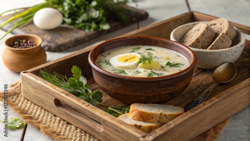 Creamy Egg and Herb Soup in...