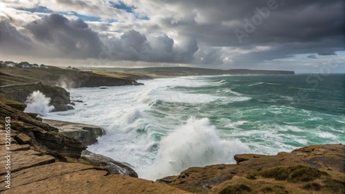 Dramatic Coastal Waves Cras...