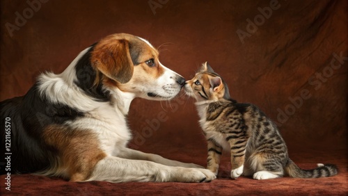 Dog and Kitten Nose to Nose...