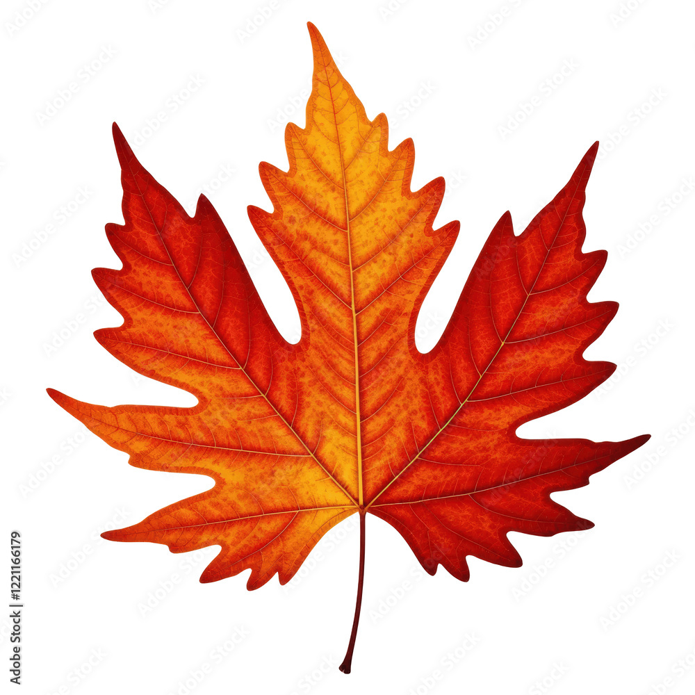 A vibrant, crisp autumn leaf with detailed veins and rich red-orange hues, perfectly isolated on a clean, pure white background, ready for text or logo placement in promotional designs. A vibrant, crisp autumn leaf with detailed veins and rich red-orange hues, perfectly isolated on a clean, pure white background, ready for text or logo placement in promotional designs.
