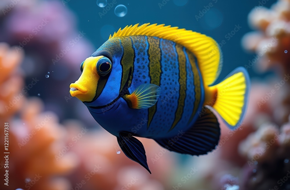 Naklejka premium The emperor angelfish (Pomacanthus imperator) is a species of marine angelfish. It is a reef-associated fish, native to the Indian and Pacific Oceans