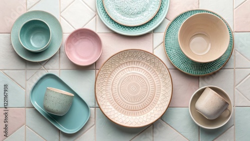 Pastel Ceramic Tableware Fl...