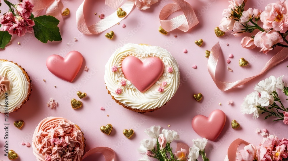 Fototapeta premium Romantic Valentine Banner Template for Heart-Themed Celebration
