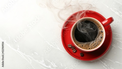 Steaming Black Coffee in Re...