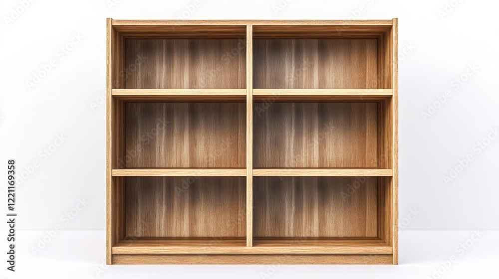 Modern Wooden Shelf with Six Open Compartments Modern Wooden Shelf with Six Open Compartments