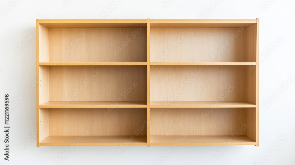 Minimalistic Wooden Shelf with Empty Spaces Minimalistic Wooden Shelf with Empty Spaces