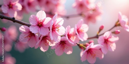 Blooming cherry blossoms in spring, garden, blooming