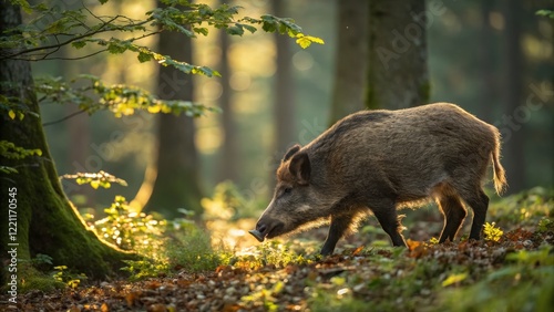 Wild Boar in Golden Forest ...