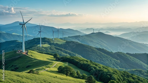 Wind Turbines on Verdant Mo...