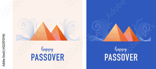 Happy Passover vertical backgrounds, cards, banner and poster design. Geometrical modern minimalist concept illustration
