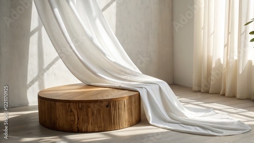 Wooden Round Table with Dra...