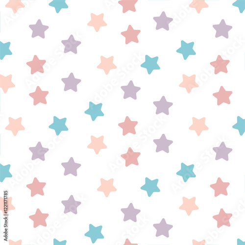 Wallpaper Mural Seamless Pastel-Colored Star Pattern with Soft Shades for Decorative Use Torontodigital.ca