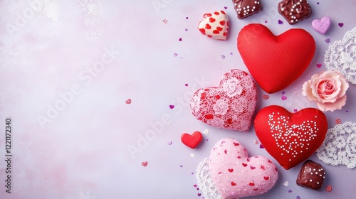 Happy Valentine Banner Template with Heart Decorations and Treats