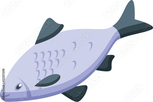 Freshwater fish swimming in home aquarium, isometric icon of a river fish