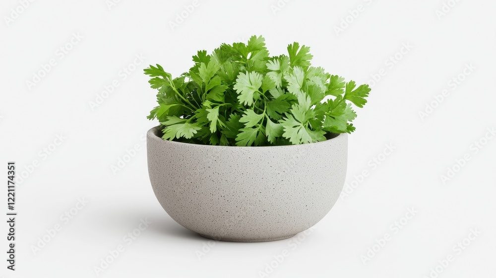 Depiction of Fresh Coriander Leaves in Bowl Depiction of Fresh Coriander Leaves in Bowl