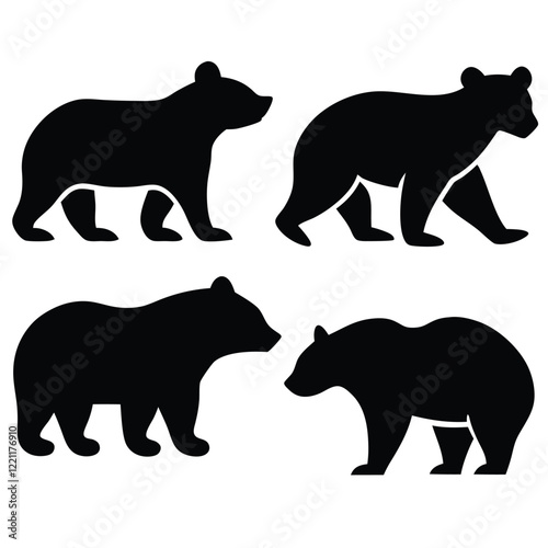 Bold Geometric Bear Silhouette, illustration of a bear, bear illustration photo