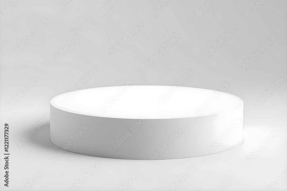 3D render of a sleek white round table on a plain surface, highlighting modern minimalism 3D render of a sleek white round table on a plain surface, highlighting modern minimalism