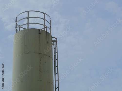 Water tank cement with white sky