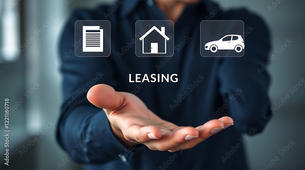 Leasing Concept – Automobile, House Rent, and Property Leasing, apartment leasing, real estate leasing, business lease, commercial lease, leasing process,  leasing house, leasing car, leasing property